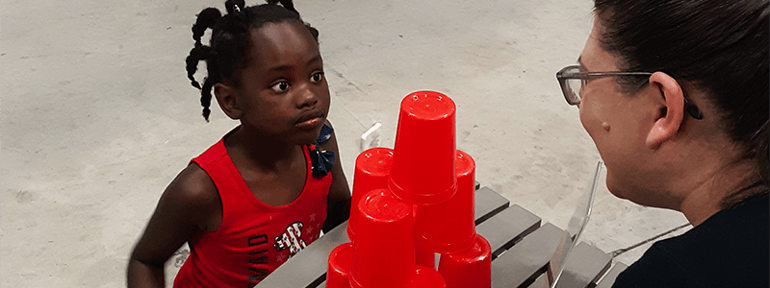 Cup Stacking Eye Contact social